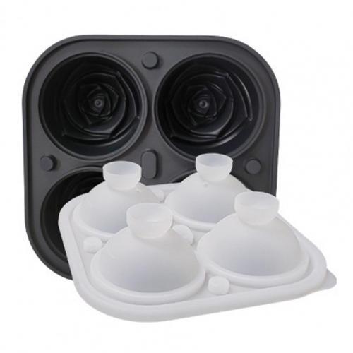 4-полосный лоток для кубиков льда, противопыльный пищевой безопасный, без BPA, силиконовые формы для кубиков льда в форме розы для дома, 4-луночная форма для лотка для льда в форме розы