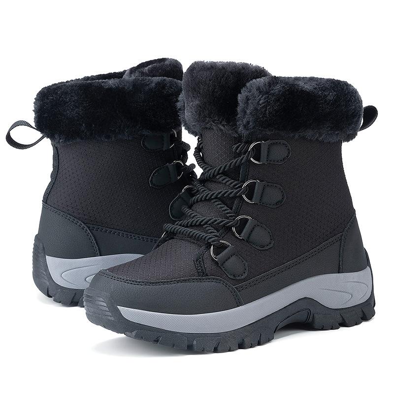 Winter New Warm Snow Boots High-top Large-size Velvet Women's Boots Outdoor Hiking Couple Non-slip Hiking Shoes