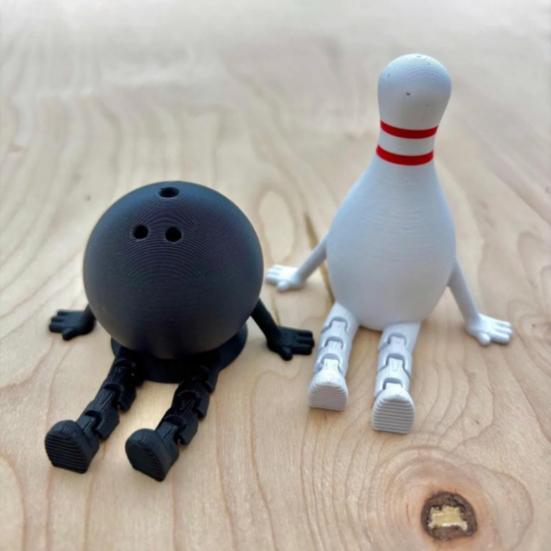 Bowling Buddy Figurine Bowling Ball Ornament with Articulated Legs Mini Bowling Pin Decoration Collectible for Home Shelves Desks Tables Display