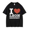 I Heart Leon Kennedy Print T-Shirts Women Unisex Clothing Fashion Vintage T Shirt Women Unisex Oversized Cotton Short Sleeve T-shirt Tops