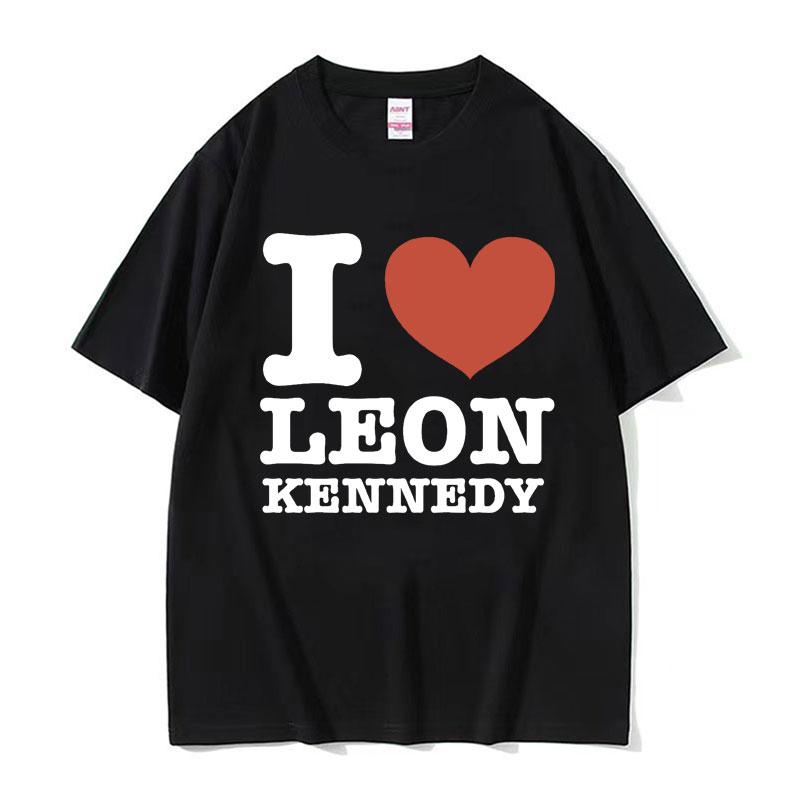 I Heart Leon Kennedy Print TShirts Unisex Womens Clothing Fashion Vintage T Shirt Male Oversized Cotton Short Sleeve Tshirt Tops