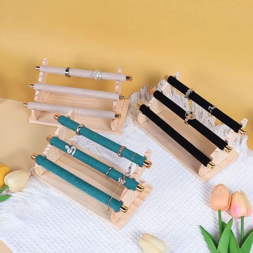 Necklace Bracelet Jewelry Organizer 3-Tier Ring Display Rack Wooden Ring Holder  Retail Display