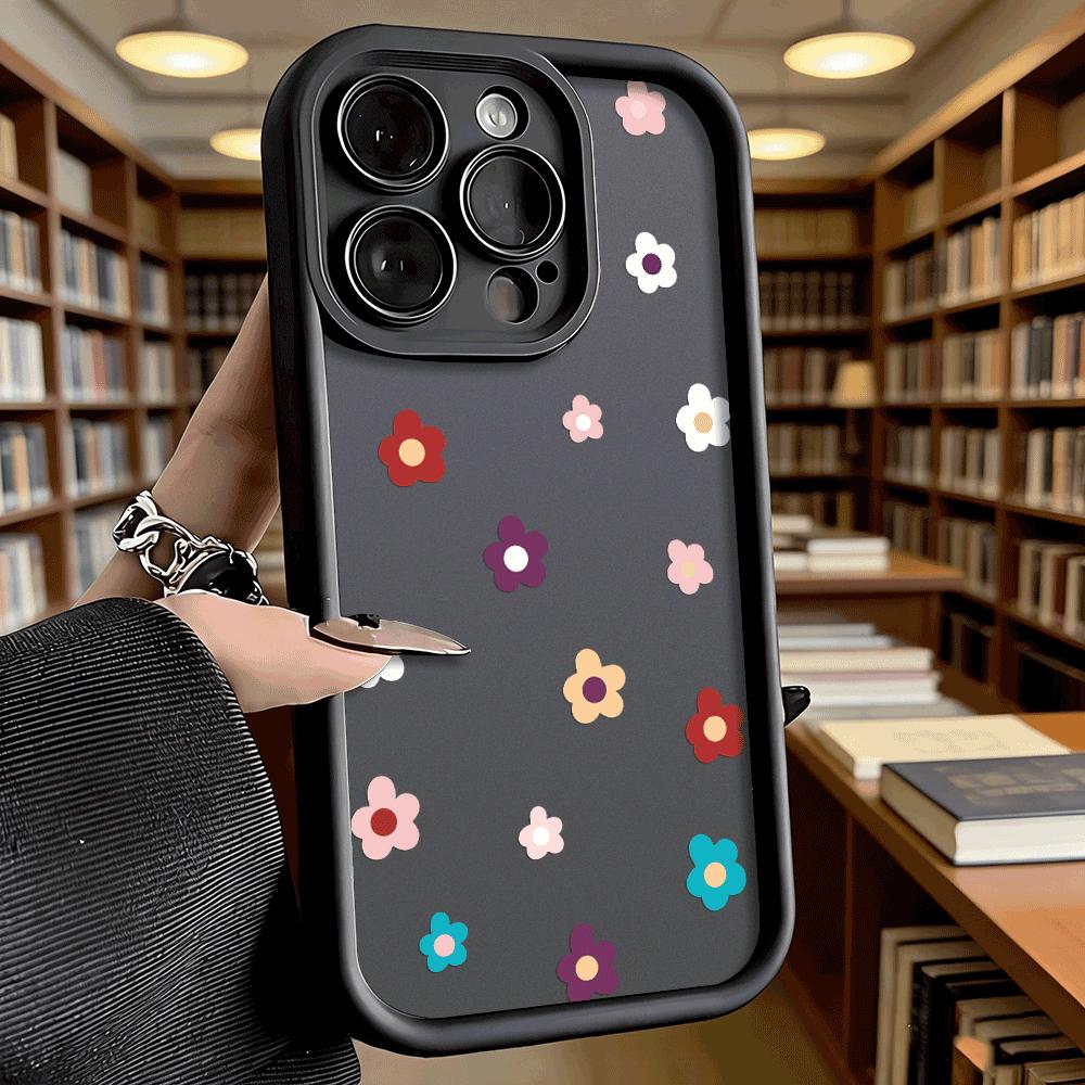Минималистичный цветной цветочный чехол из мягкого ТПУ для iPhone 17 16 15 14 13 12 11 Pro Max Plus Ударопрочный противоскользящий чехол