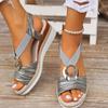 Snake Print Wedges Sandals for Women 2024 Metal Decoration Platform Sandalias Mujer Comfortable Thick Bottom Casual Summer Shoes