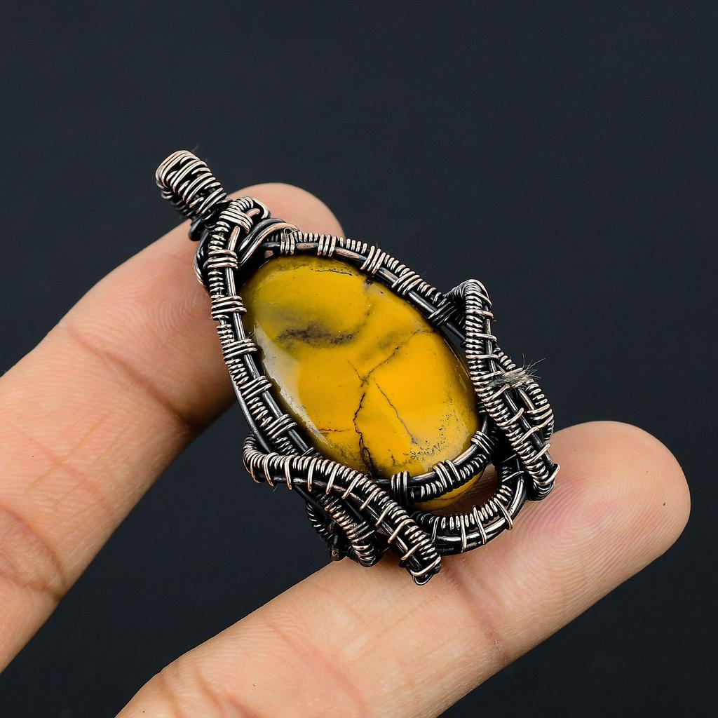 Подвеска из мокаита, подвеска, обернутая медной проволокой 999 пробы, ювелирное изделие из драгоценного камня ручной работы, подарки для жены, совершенно новая подвеска