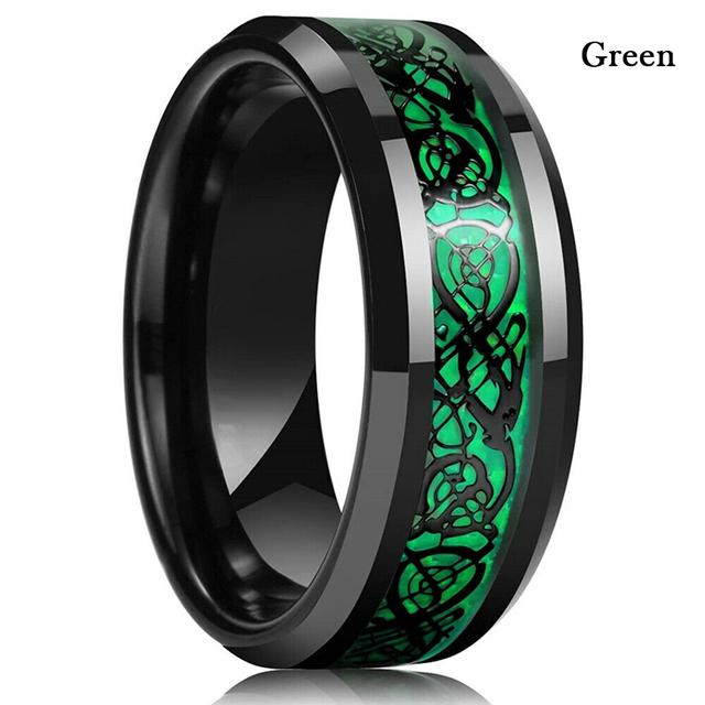 Vintage Viking Celtic Dragon Rings For Men Women Inlay Carbon Fiber Hiphop Men Stainless Steel Rings Wedding Band Jewelry Gifts