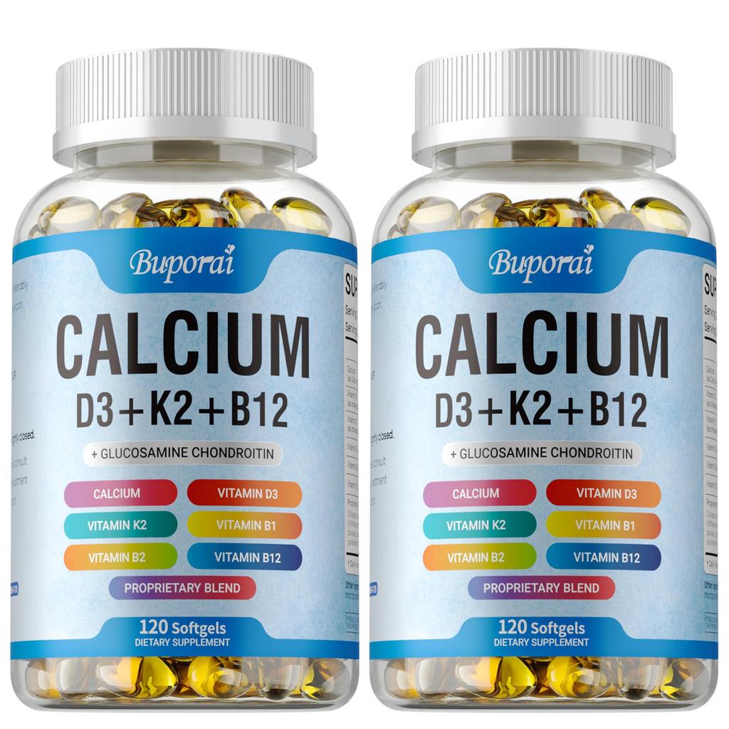 Calcium Complex Capsules; formulated with Vitamin D3 and K2; promotes calcium absorption; supports joint health; suitable for adults.