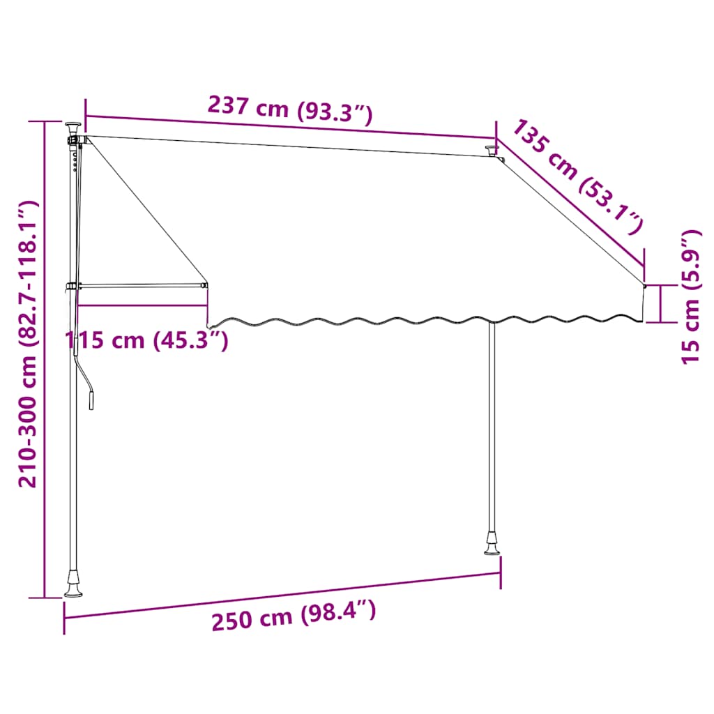 Retractable Awning Anthracite Grey 250x150 cm Fabric and Steel