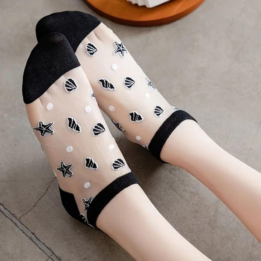 Transparent Crystal Glass Silk Socks Silk Short Socks Cute Lastic Socks