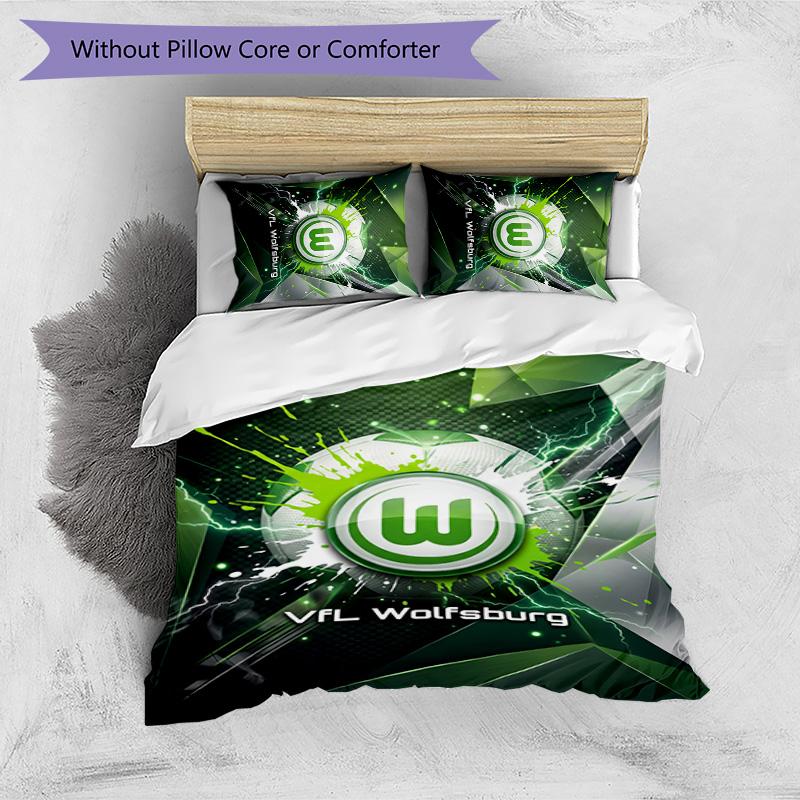 VfL Wolfsburg FC Printed 3PCS Bedding Set Breathable Duvet Cover with Pillowcases Decorative Bed Linen for Bedroom Home