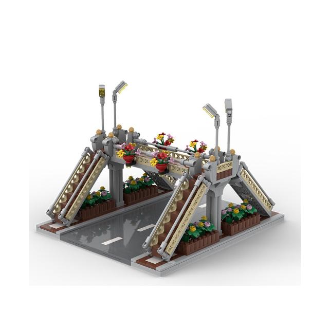 Пешеходный мост MOC Игрушки Строительные кубики Городская сцена движения Уличный вид Детали Блоки Дорога Автомагистраль Работает с City bricksi