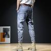 Jeans Men's Summer New Slim Small Leg Trousers Spring and Autumn Tide Washed Workwear Casual Long Trousers