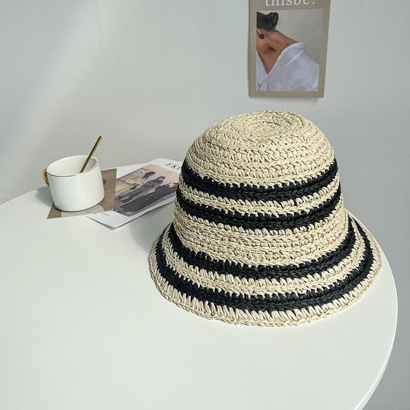 Шляпа женская новинка 2024 года, пляжная соломенная шляпа для отдыха на море, летняя соломенная шляпа-ведро для защиты от солнца, соломенная шляпа-ведро, шляпа-тазик