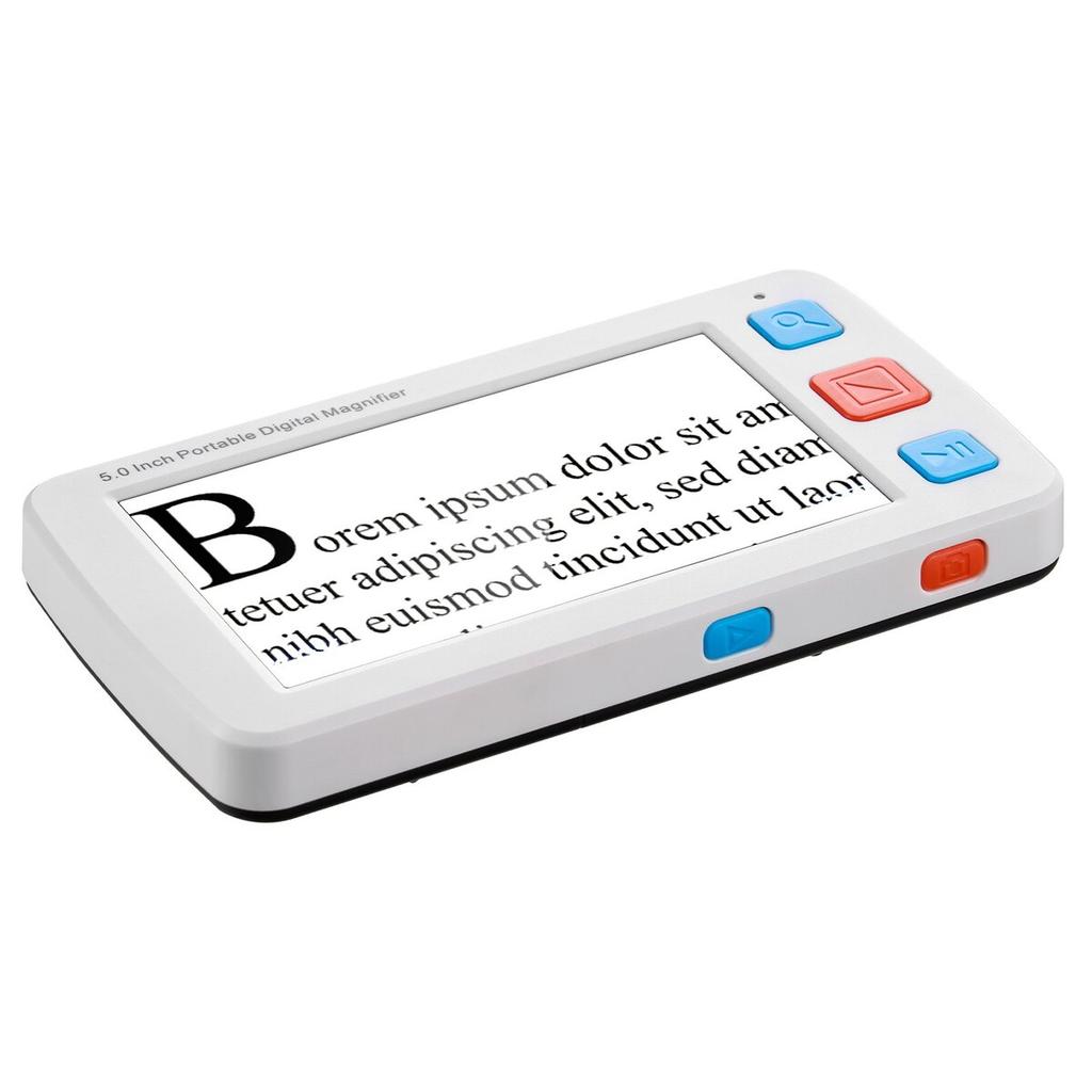 Portable Digital Magnifier, 127mm HD Electronic Video Magnifier for Low Version, 4X - 32X Zoom Electronic Reading Aid with 17 Color Mode, AV Output,