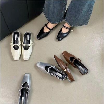 Модные женские шлепанцы нового стиля, роскошные дизайнерские винтажные, с закрытым носком, слипоны, мюли, женские повседневные уличные сандалии на низком каблуке