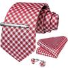 Набор для Мужчин: клетчатый галстук 8,5 см, клип и запонки в клетку