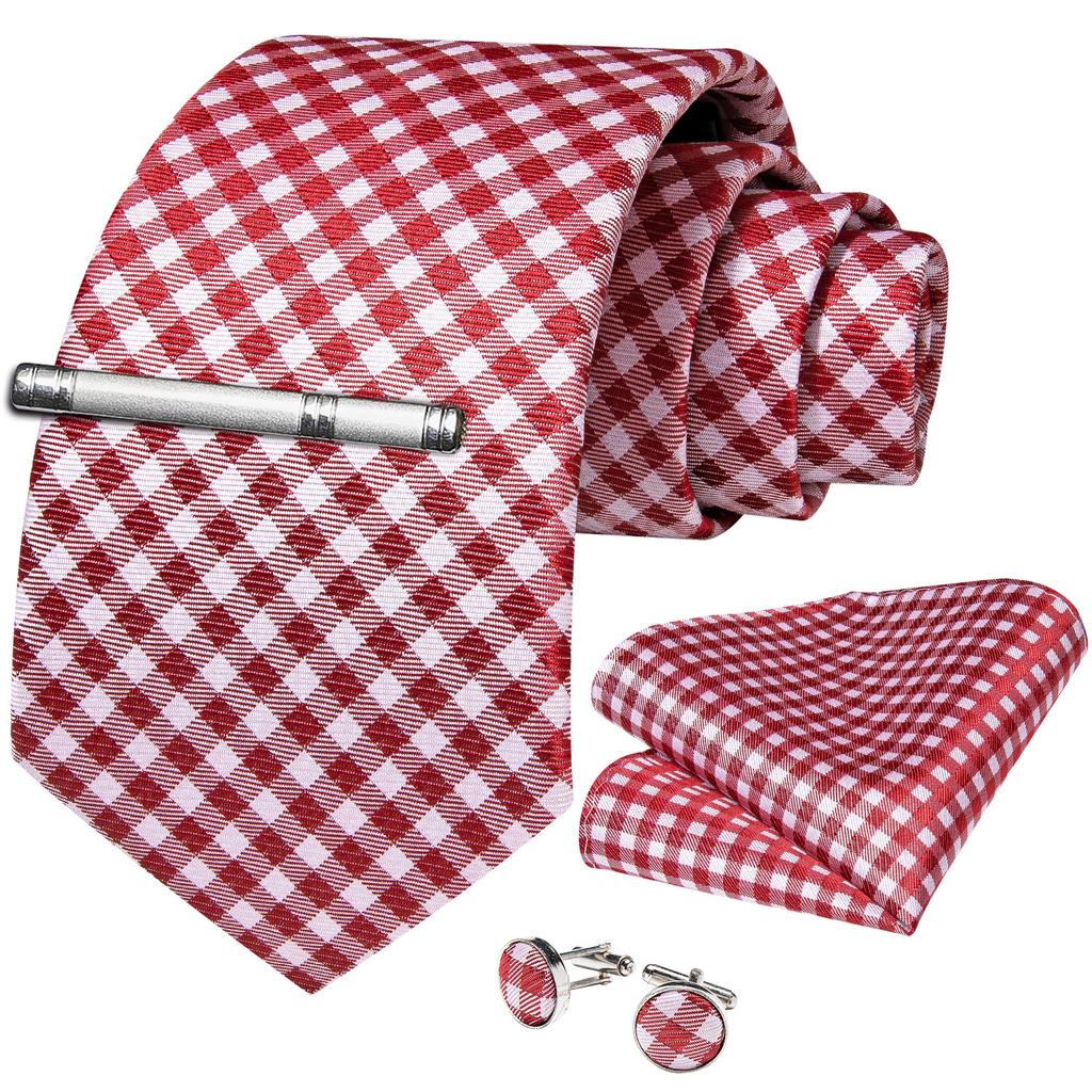 Набор для Мужчин: клетчатый галстук 8,5 см, клип и запонки в клетку