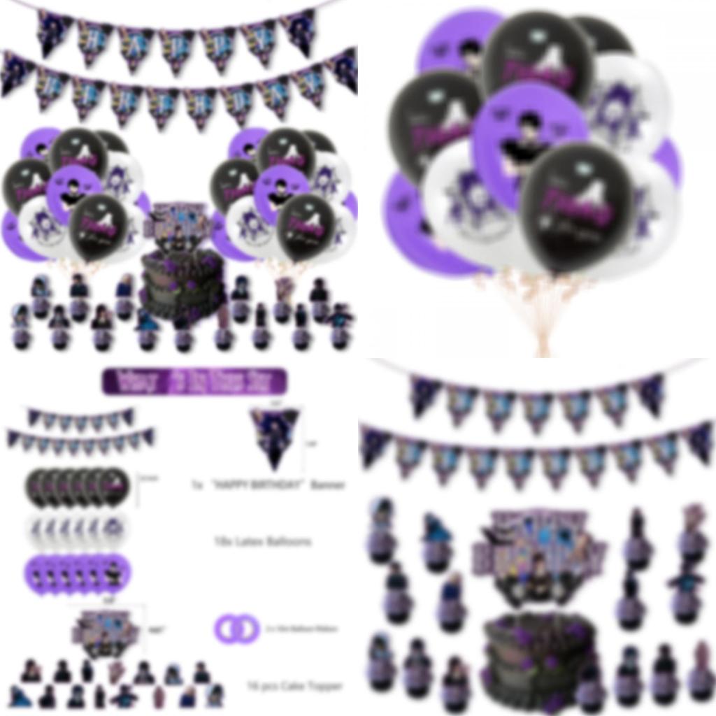 Украшения для дня рождения в стиле сериалов ужасов, латексные шары, топперы для торта и флажки