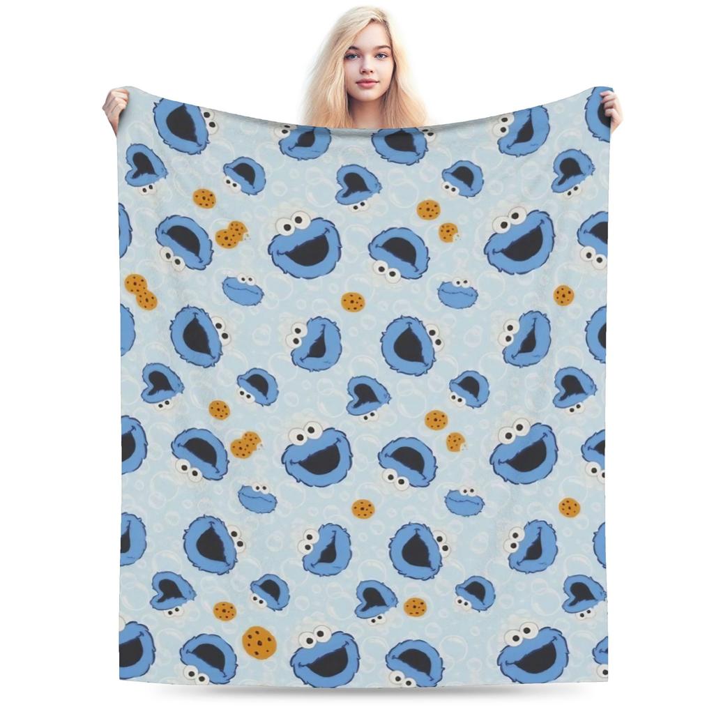 Sesame Street Tango Elmo & Grover Pattern Knitted Blanket Fleece  Warm Throw Blanket for Bed Bed Rug