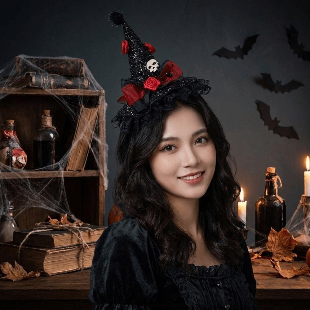 Flower Halloween Party Hair Band Bow Halloween Headband Funny Halloween Witch Hat Hair Hoop Kids