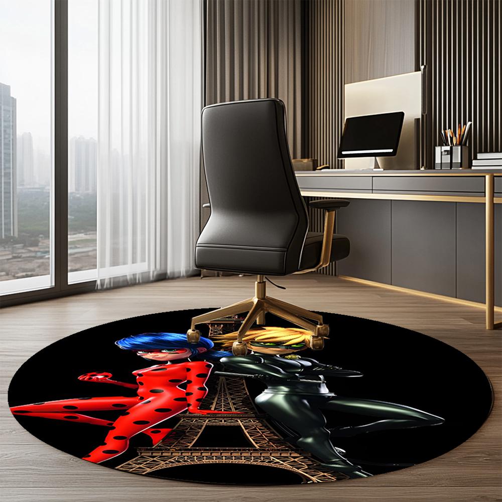 Ladybug Printed Round Rug Carpet Chair Rug Area Rug Entryway Doormats,for Office Chair Living Room Bedroom Kitchen Room.