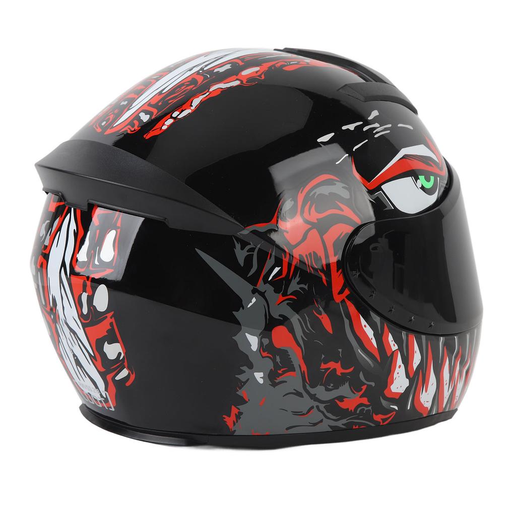 Motorcycle Helmet Shock Absorption Full Face Motorcycle Helmet With Removable Lining Red Pattern M
