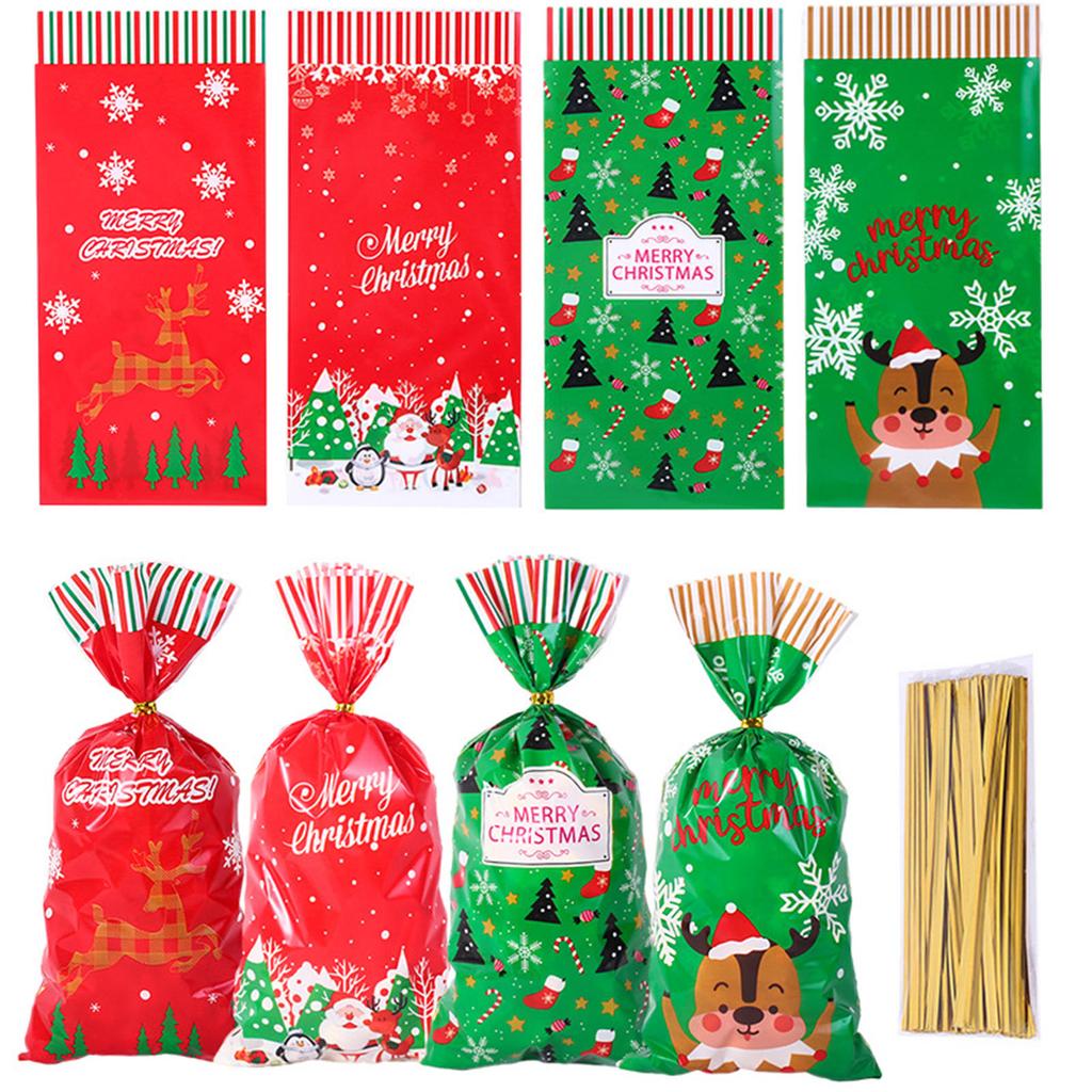 Festive Candy Bags Set of 50pcs Gift Wrapping Bags Storage Pouch Large Capacity Organsier Cace for Christmas Party