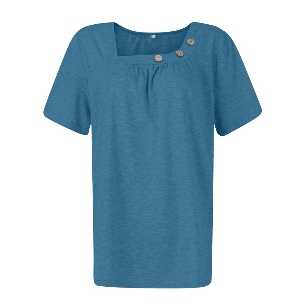 Летние топы для женщин, однотонные женские топы с круглым вырезом и короткими рукавами, удобные женские топы, футболки