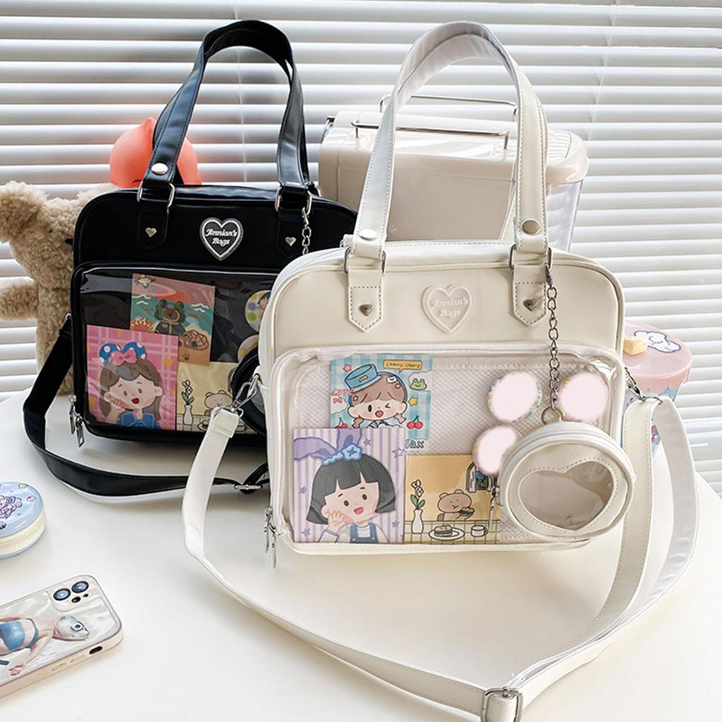 Harajuku Itabag Girls PU Transparent Bag School Student Handbags Ita Bag Tote JK Uniform Shoulder Crossbody Bag