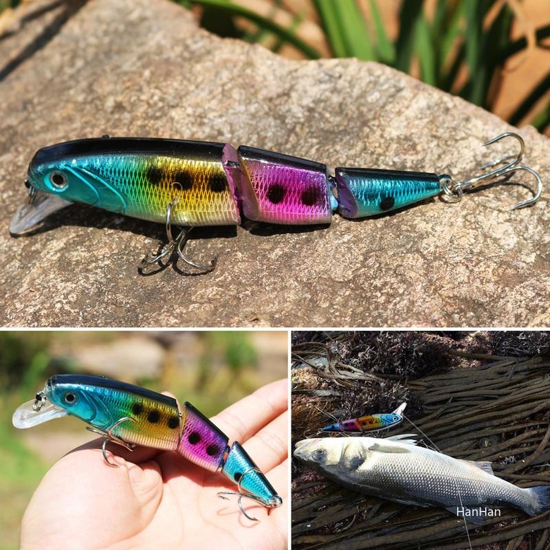 Рыболовная приманка 13,5 см, трехсекционная жесткая приманка, плавающая приманка-поппер, крючки, приманка для окуня, CrankBait