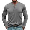 Men's Fit Long Sleeve Henley Shirts Underwear Casual Basic Tops 2-Button Breathable T-Shirts Athletic Workout Moisture Wicking Tee Shirts for Male