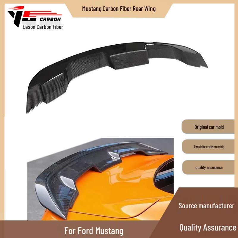 Mustang Carbon Fiber Rear Spoiler Tail Lip, Fits 2015 and Newer Models.