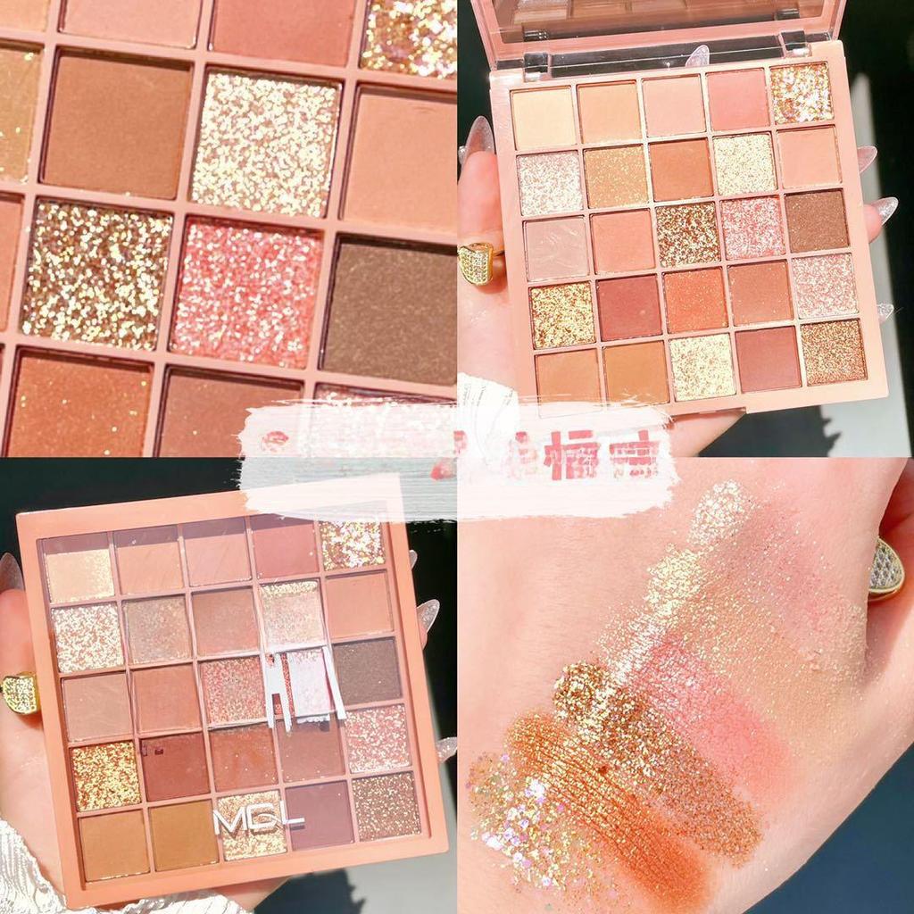MGL 25-Color Eyeshadow Palette: Pearlescent Matte & Glitter Earth Tones, Niche Brand, Girl Series.