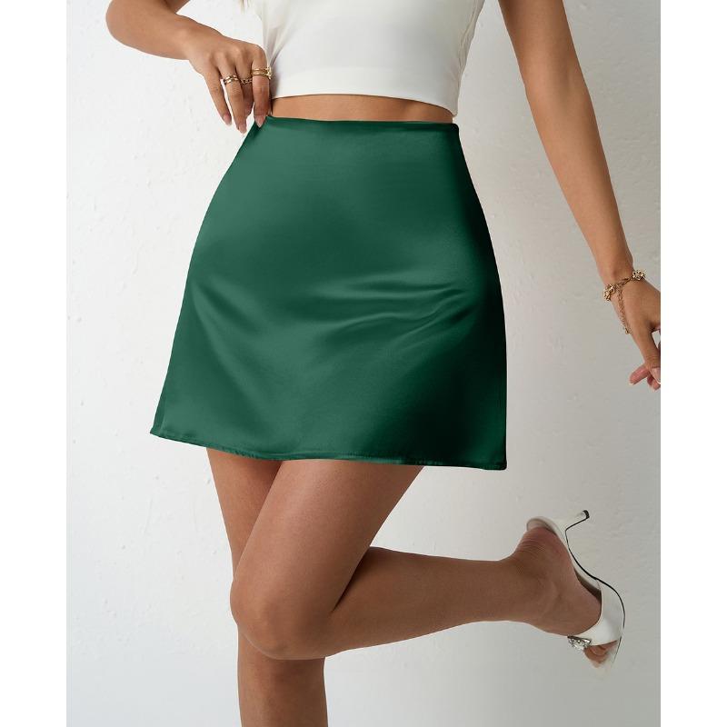 Женская атласная юбка весна-лето Юбка-трапеция Плиссированная юбка Высокая талия