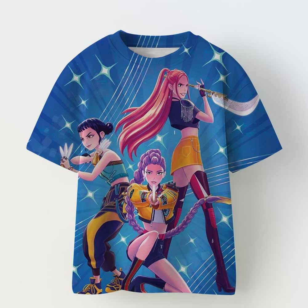 Винтажная футболка Rumi Tiger с принтом KPop Demon Hunters, аниме, с коротким рукавом, летняя, для девочки, для мальчика, повседневные топы, с круглым вырезом, одежда