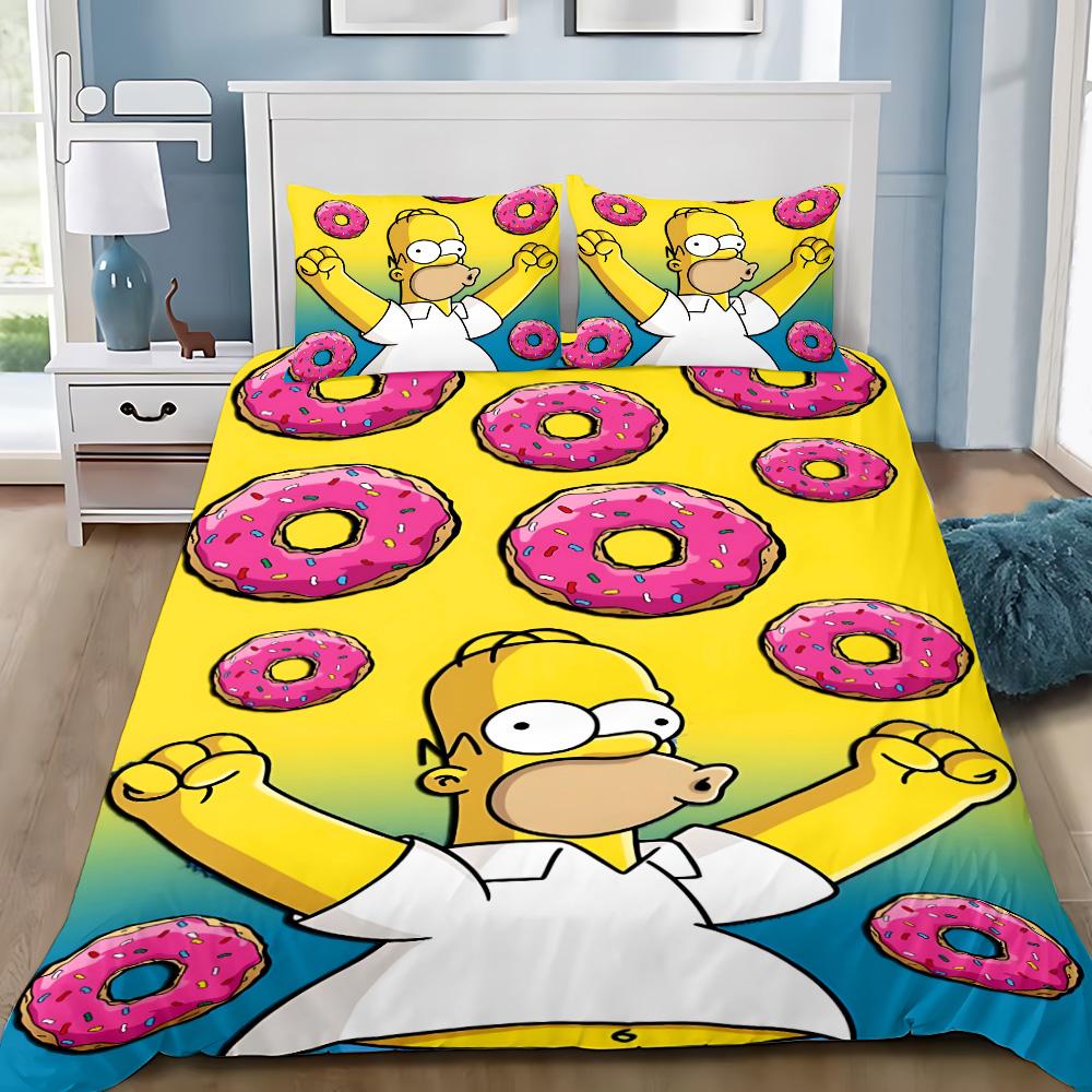Пододеяльник Наволочка Комплект Постельного Белья Мультяшный S-Симпсоны Взрослый Мальчик Девочка Украшение Спальни Детский Подарок Односпальный Двуспальный Большой Размер