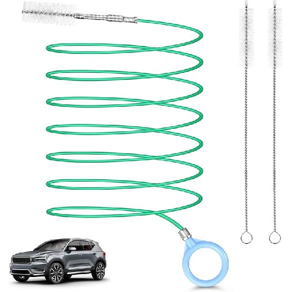 Auto Sunroof Drain Cleaning Tool,118Inch Long Pipe Cleaner For Car,Flexible Tube Cleaning Brush With 2Pcs 7.9Inch Cleaning Brush Skinny Pipe Drain