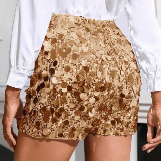 Шорты с пайетками Yousheng для женщин, эластичная талии, прямые штанины, блестящие мини-шорты для вечеринок, высокая талия, блестящие наряды для ночного клуба