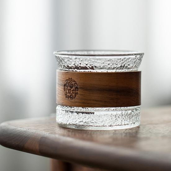 Чашка чая Многоцелевое полупрозрачное термостойкое стекло с деревянным противоожоговым корпусом Ежедневное использование