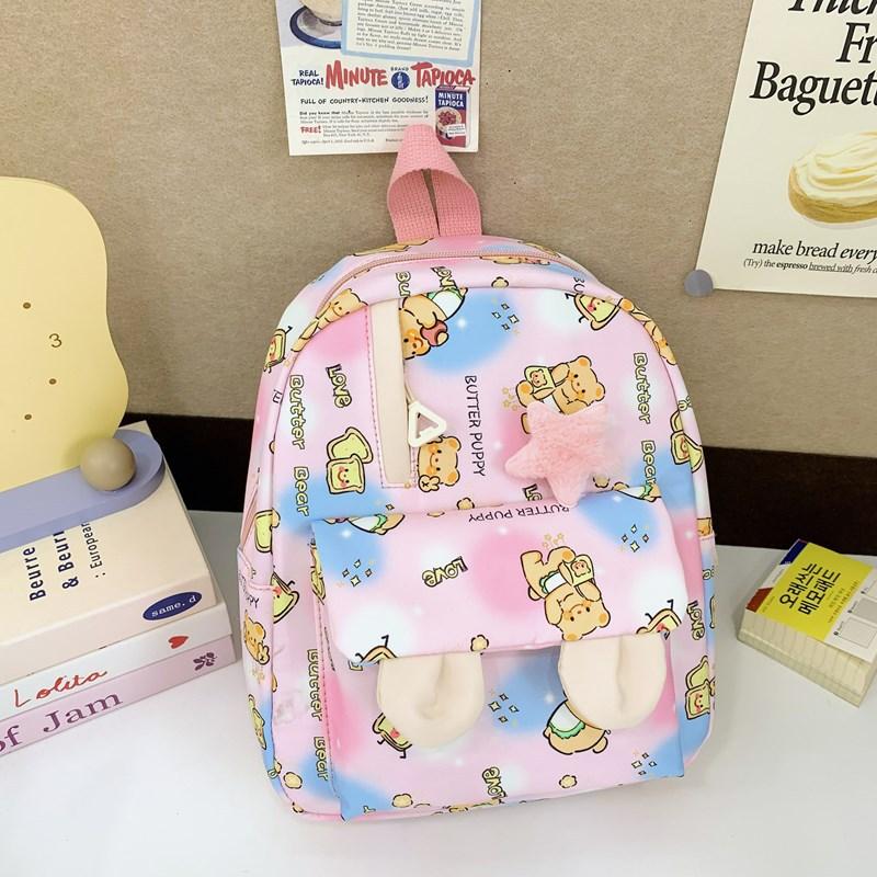 Cute Rabbit Ears Boys And Girls Backpack Cartoon Animation Bear Print Baby Schoolbag Children'S Backpack Tide