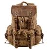 Retro Waxed Canvas Backpack - Men's Trendy Large-Capacity Shoulder Bag for Travel and Student Use.