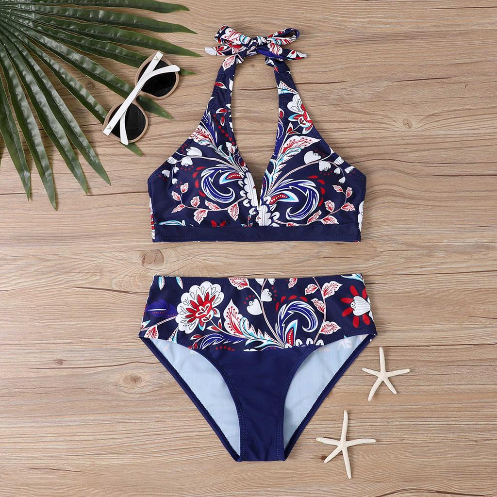 Plus Size Women Fashion Sexy Round Neck One Piece Bikini Set Slim The Sky Is Full of Stars Print Swimsuits