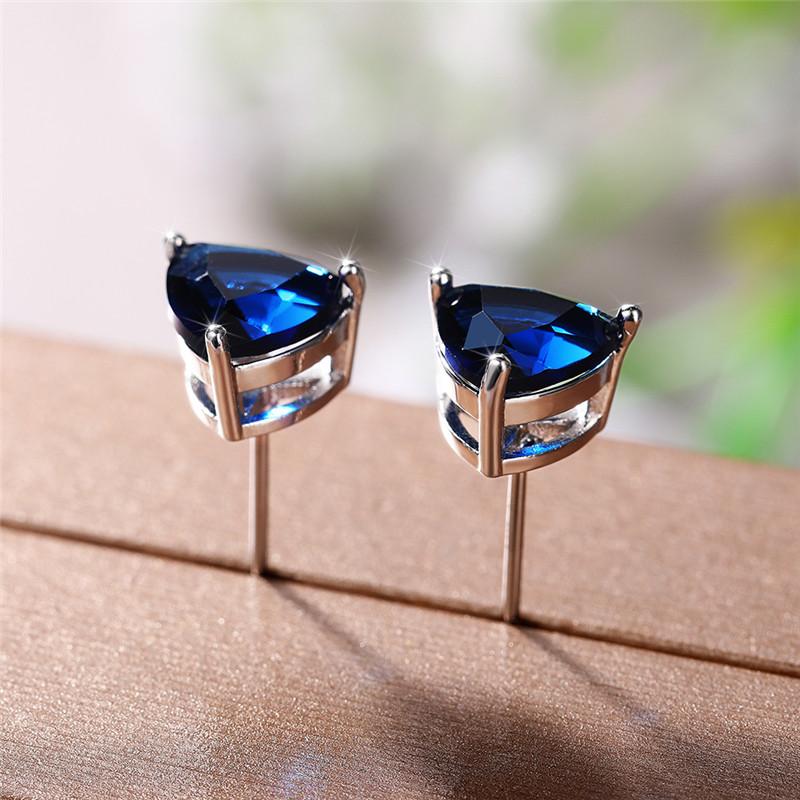 Minimalist Triangular Cubic Zirconia Stud Earrings for Women White/Multicolored/Green/Blue Colors Fashion Girls Jewelry