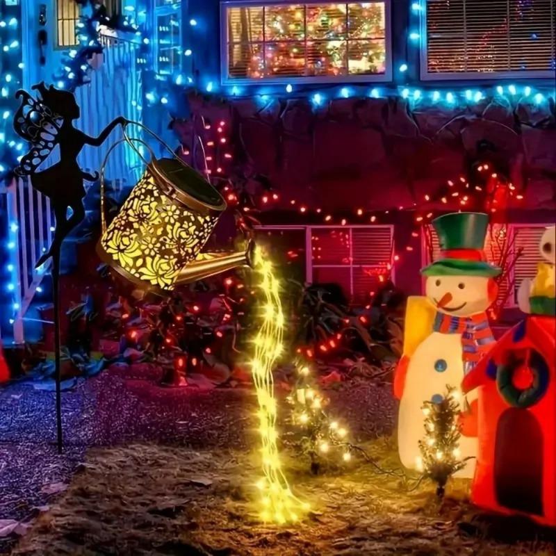 Солнечные феи лейки светильники винтажный металлический садовый декор уличный солнечный подвесной чайник светильник водонепроницаемый вилла двор украшение