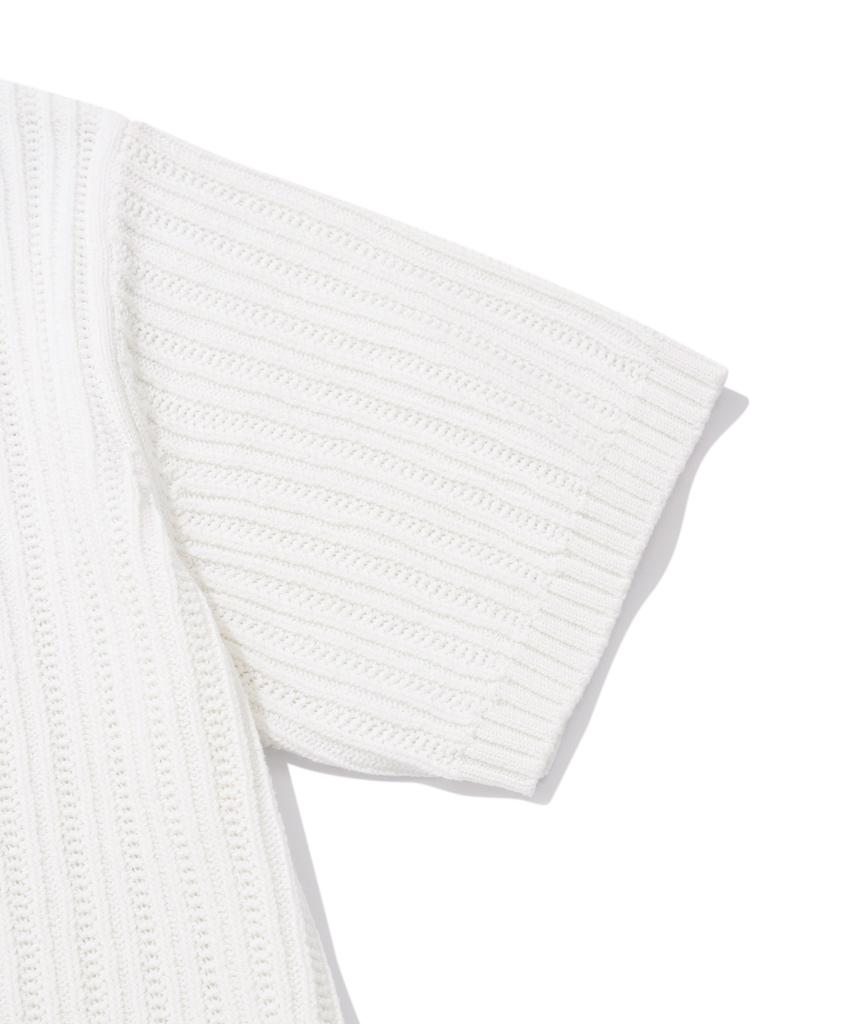 COVERNAT Crochet Polo Half Knit Ivory