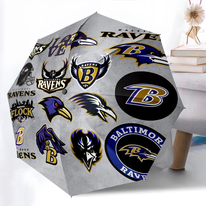 Узор Baltimore Ravens, автоматический складной зонт, портативная и складная конструкция, 8 спиц, рождественский или праздничный подарок.