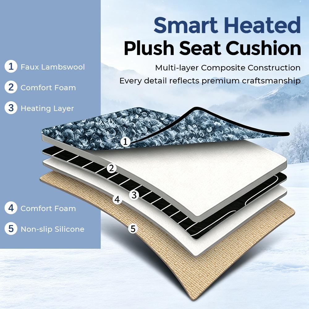 Heated Seat Cover for Car, 12V Plug-in Winter Seat Warmer with Plush Faux Fur, Fast-Heating Electric Cushion for Driving