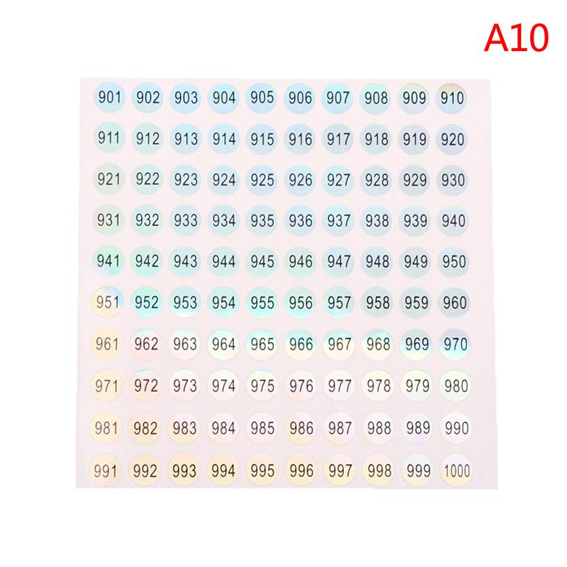 1-1000 Круглая водонепроницаемая наклейка с номером ногтя Цифровая этикетка Самоклеящиеся цифры ARI