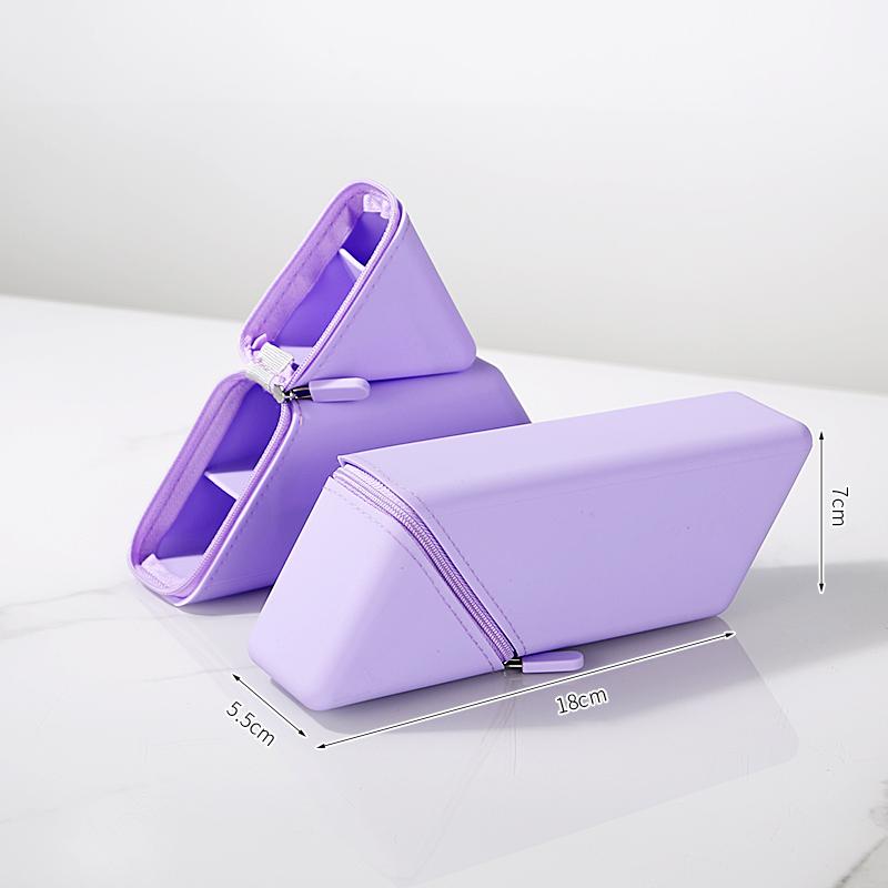 Creative Silicone Pencil Case Large Capacity Simple Design Dual-Purpose Pen Holder Multi-Layer Storage Triangular Stand-Up