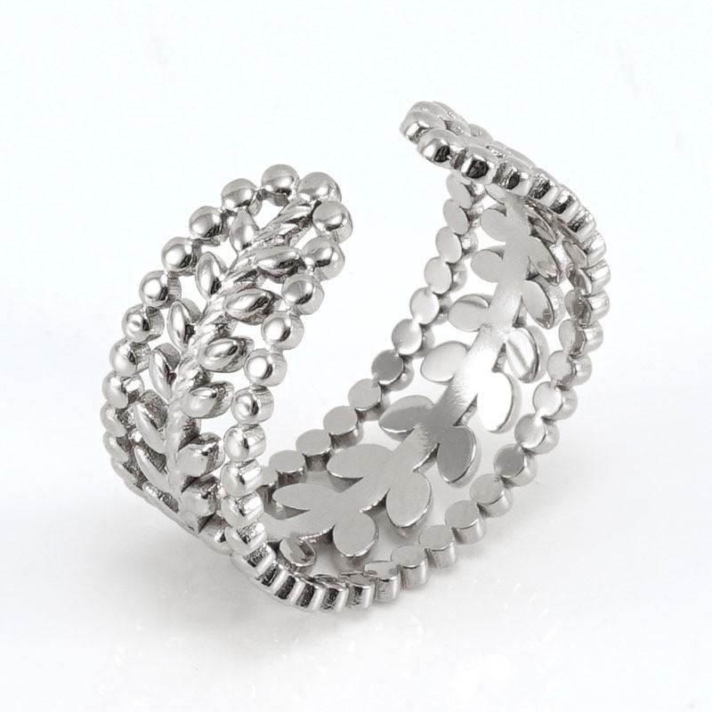 Новое модное кольцо из титановой стали с полым дизайном, нишевое простое женское трендовое открывающееся регулируемое кольцо